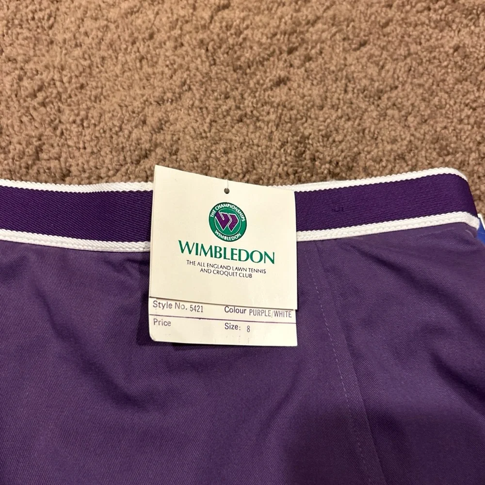 Girls Wimbledon Purple and White Pleated Tennis skirt No shorts.